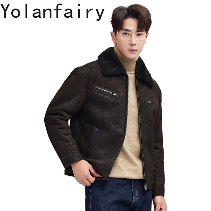 Men'S Fashion Zipper Jacket - YOLANFAIRY Vintage Fashion Natural Fur Coat