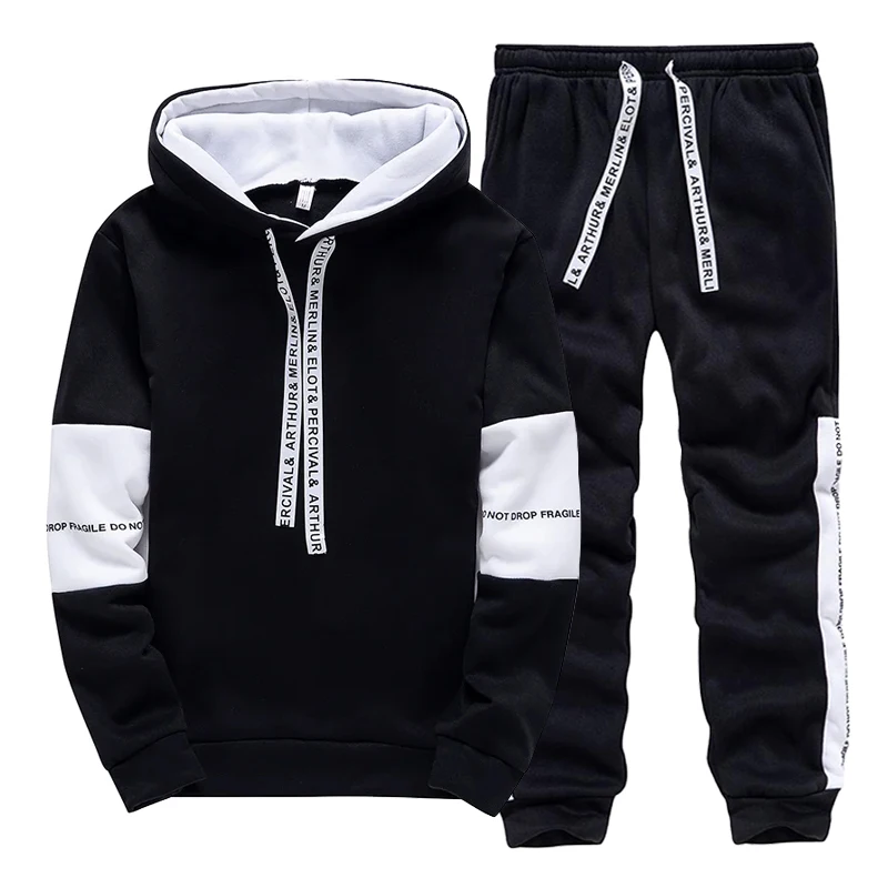 Men'S Fashion Clothing - Black White Men's Tracksuit Fashion Casual