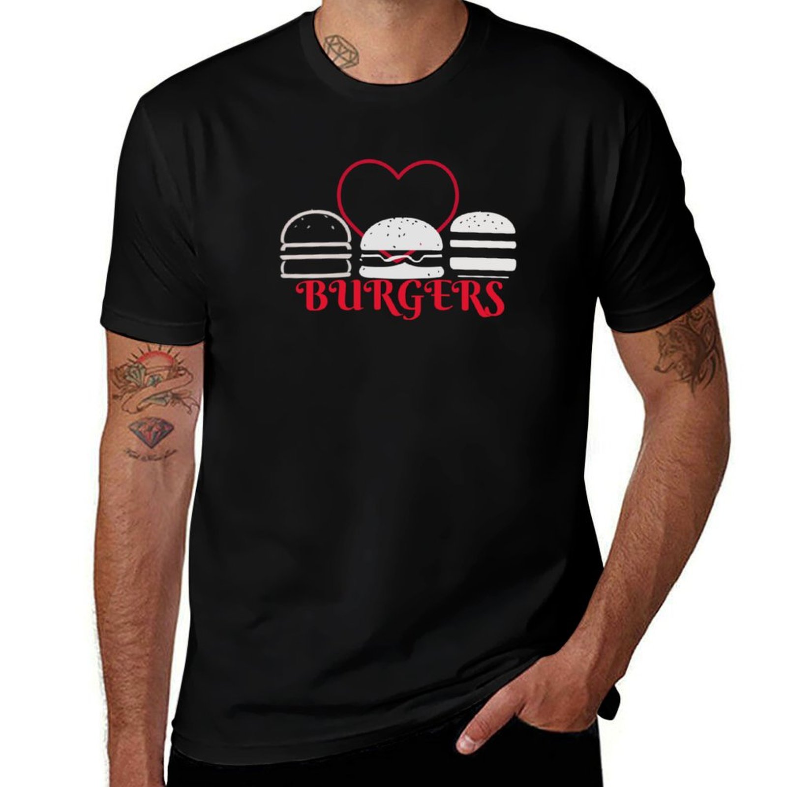 Men'S Fashion Hamburg - LOVE BURGERS - HAMBURGERS T-Shirt Fashion