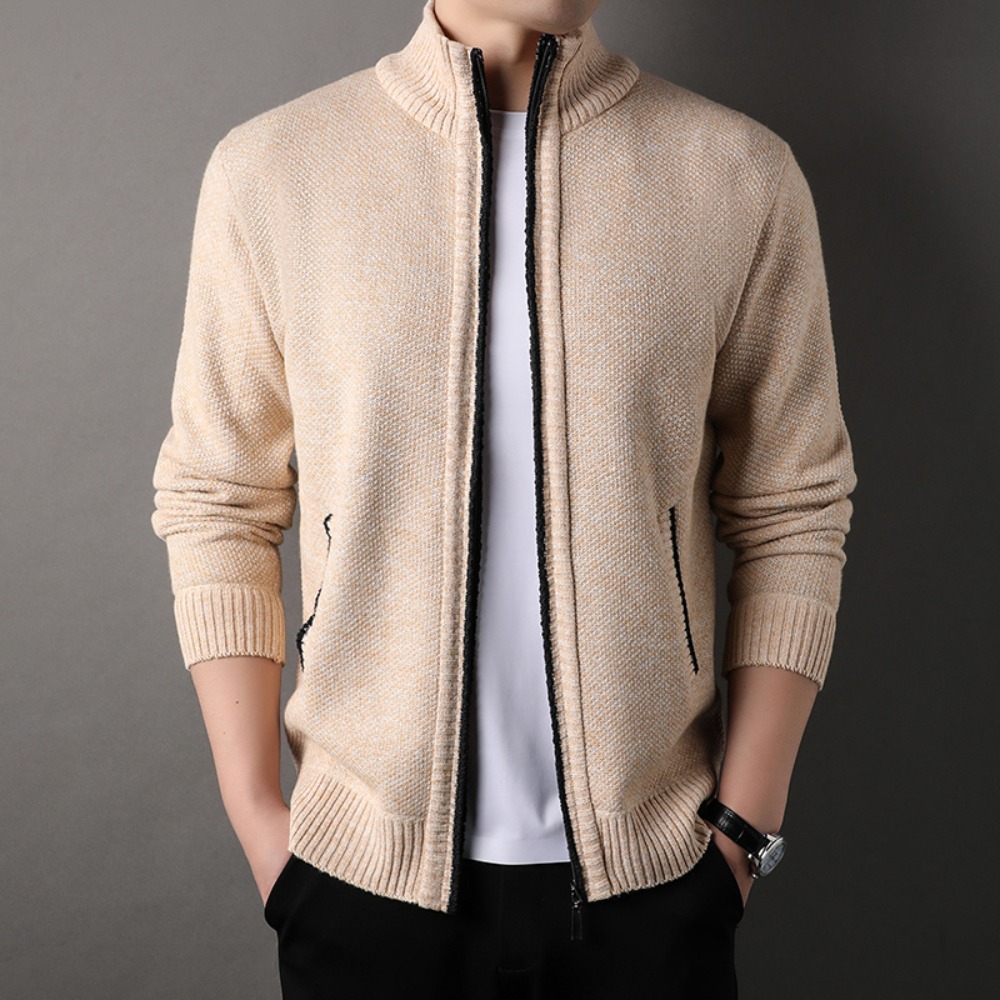 Men'S Fashion Zip Sweater - Men's Stand-up Collar Knit Sweater Autumn