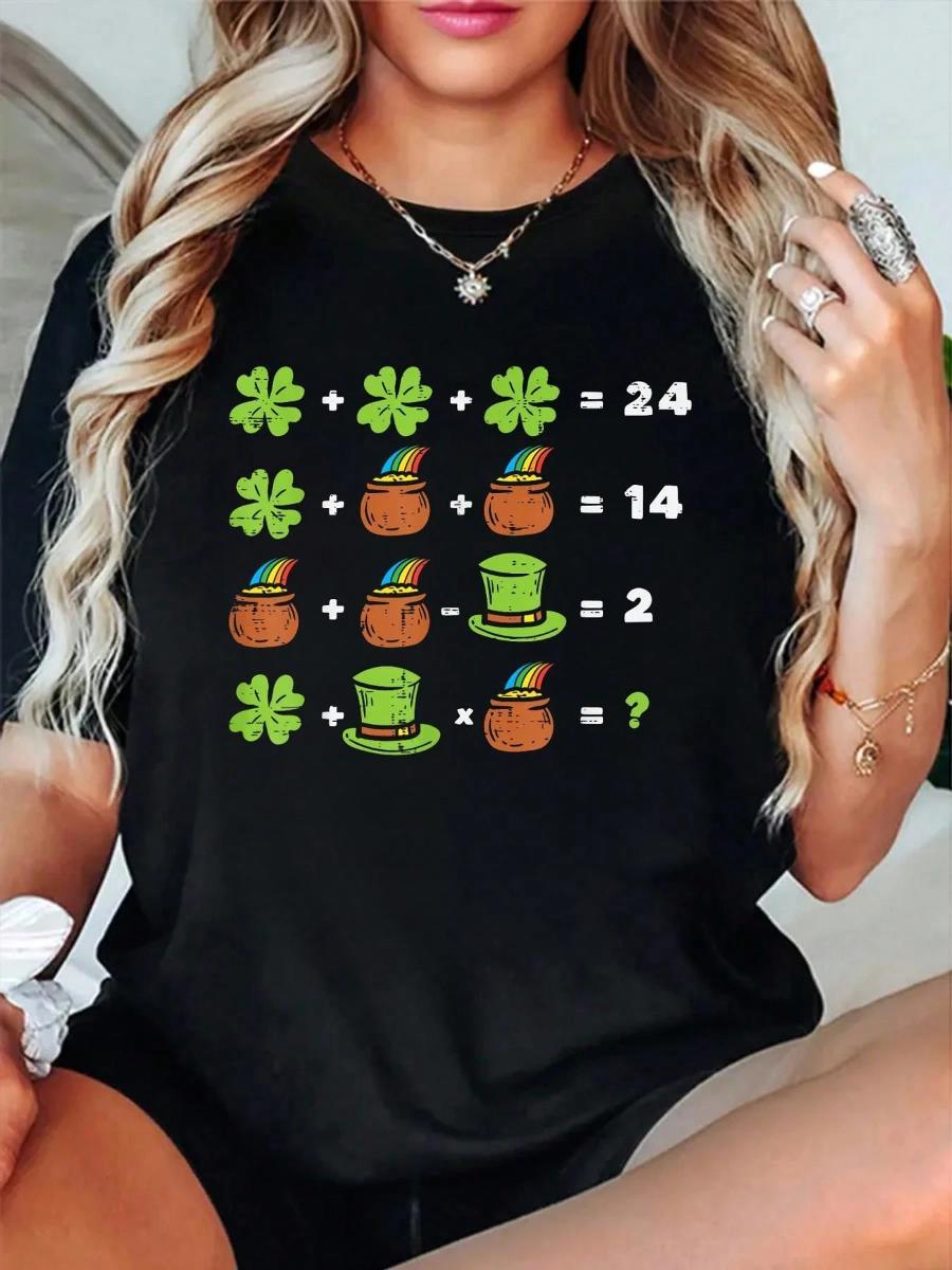 Men'S Fashion Today - 100_ Cotton Shamrock Math Equation Funny