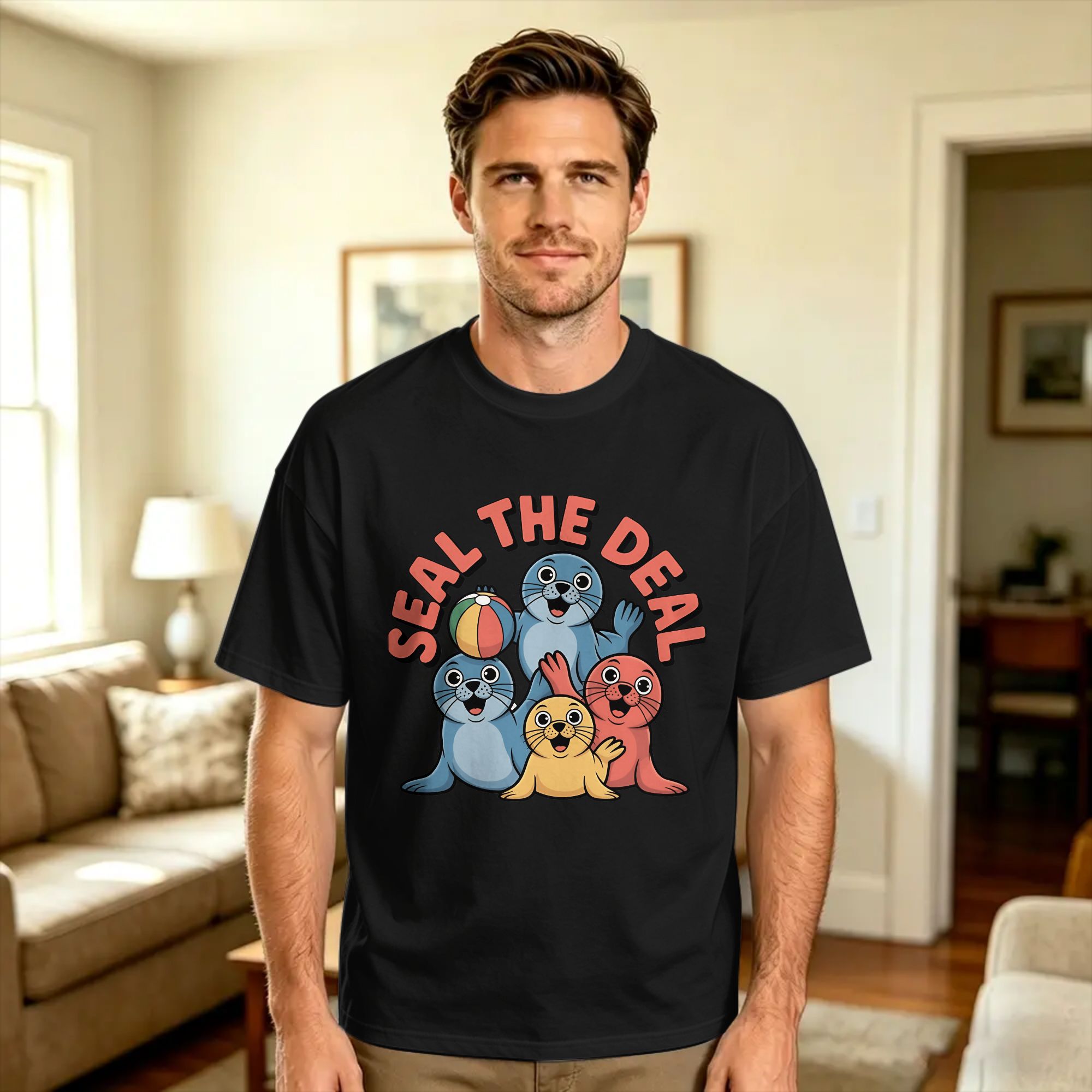 Men'S Fashion Deals - Vintage T Shirt Beach Seal the