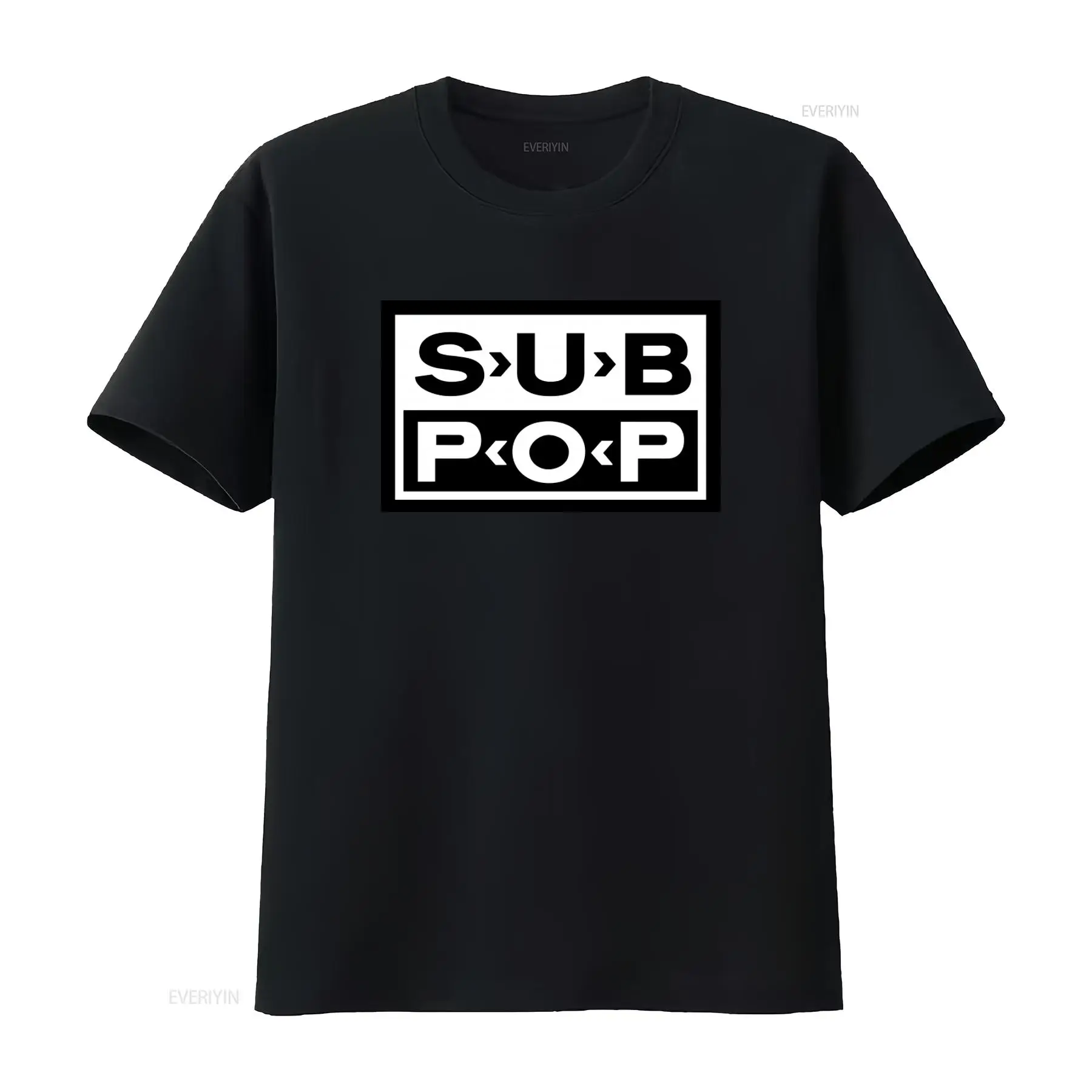 Sub Pop Logo T Shirt Black wit - Mens Fashion Black Shirt 评论和价格