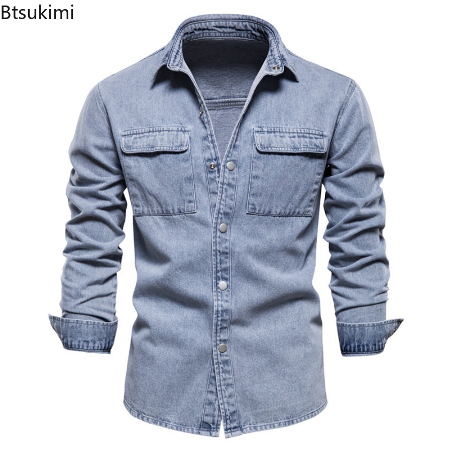 Spring Autumn Men's Fashion Sl - Jeans Shirt Fashion For Men 评论和价格
