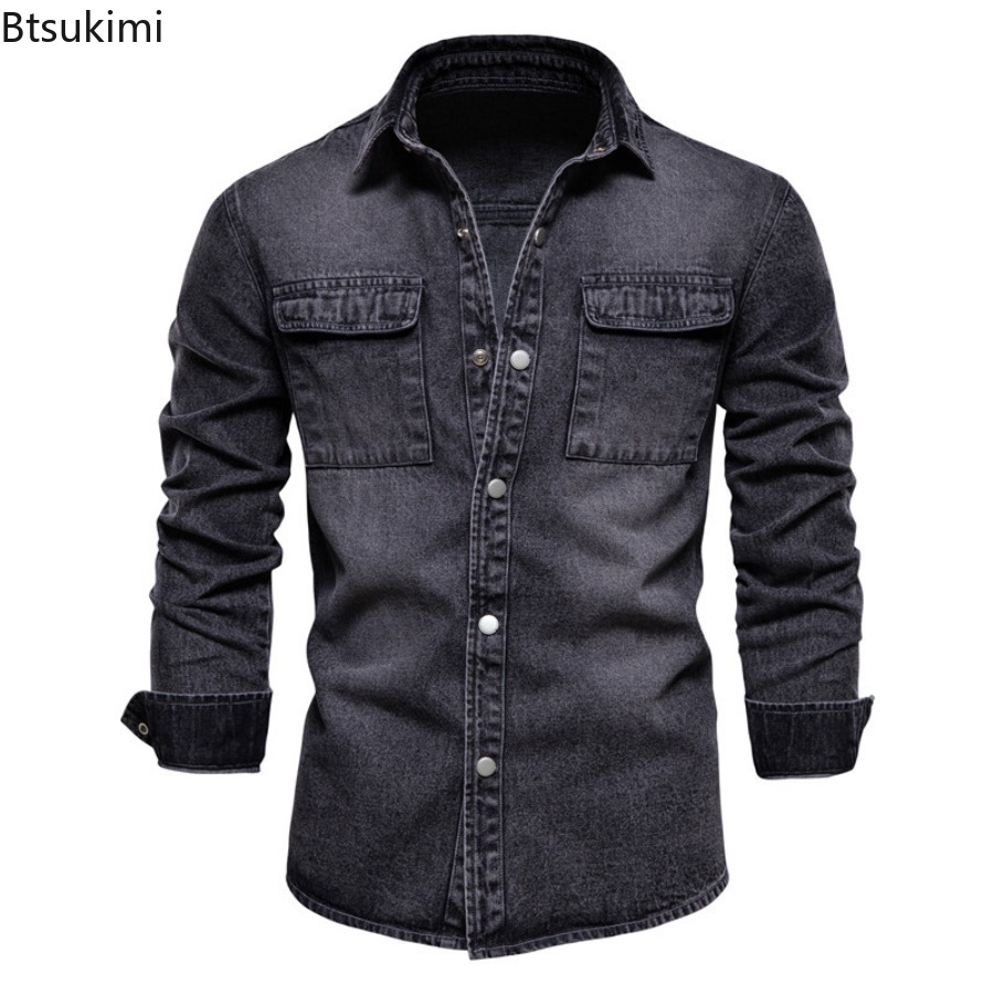 Spring Autumn Men's Fashion Sl - Jeans Shirt Fashion For Men 评论和价格
