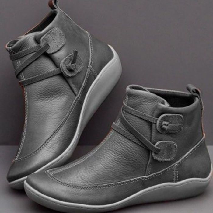 Women Vintage Round Toe PU Lea - Men Fashion Vintage 评论和价格