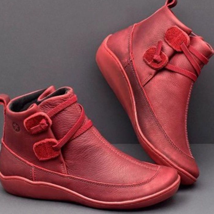 Women Vintage Round Toe PU Lea - Men Fashion Vintage 评论和价格