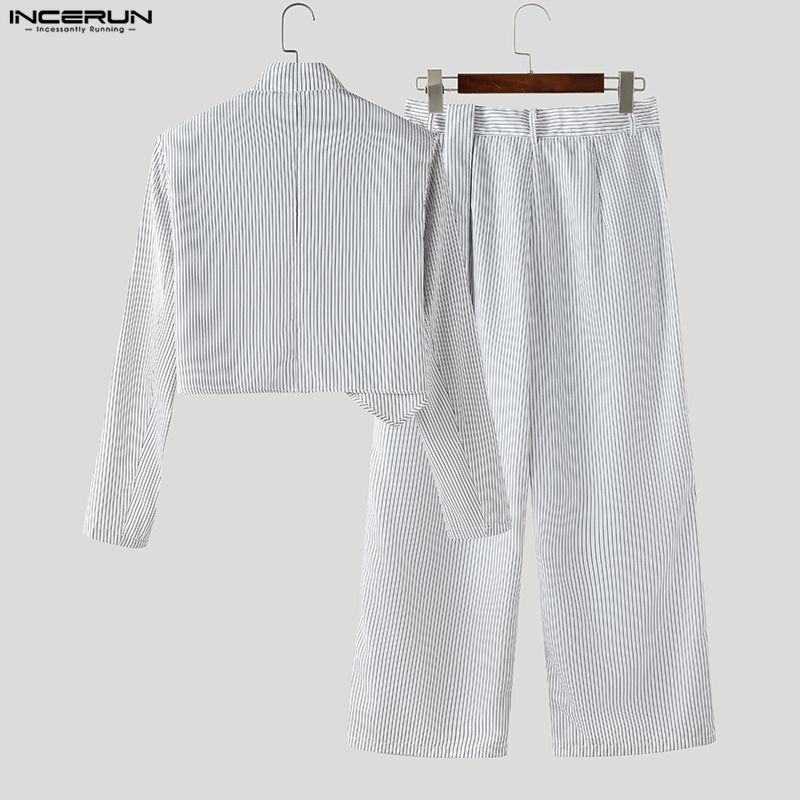INCERUN Men Sets Striped Elega - Mens Fashion Blazer 评论和价格