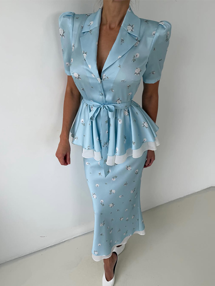 Floral Blazer Coat Skirt Sets  - Mens Fashion Blazer 评论和价格