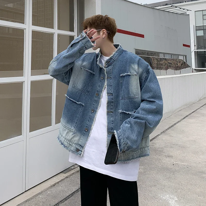 American Retro Hip Pop Raw Edg - Mens Fashion Denim Jacket 评论和价格