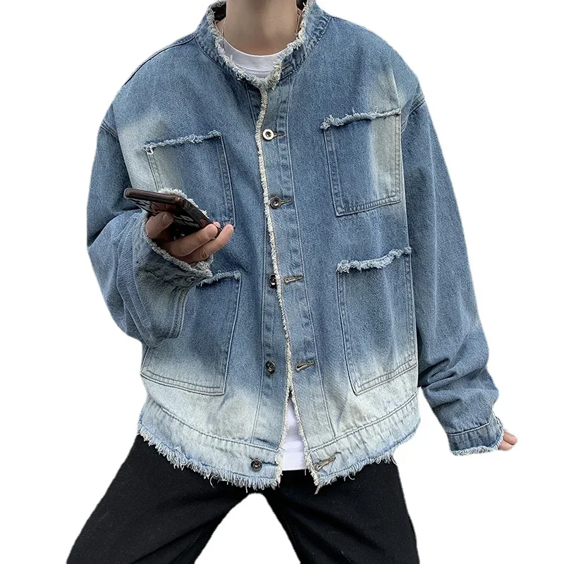 American Retro Hip Pop Raw Edg - Mens Fashion Denim Jacket 评论和价格