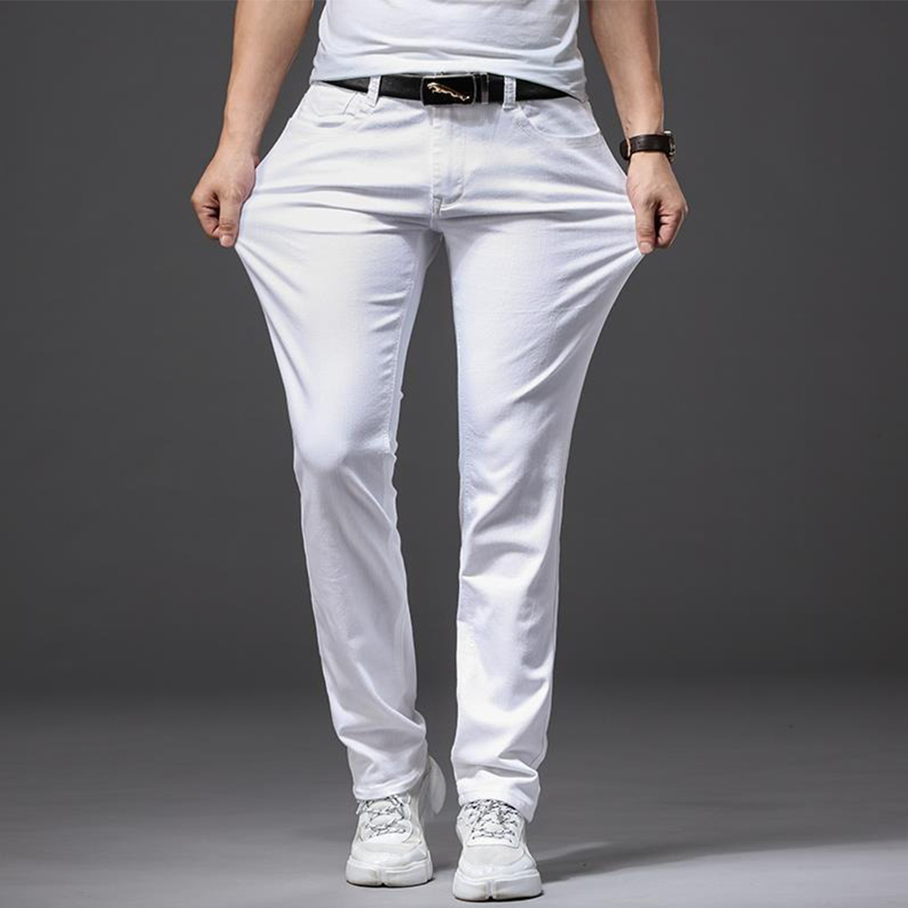 Men White Jeans Elasticity Str - Men'S Fashion For 60 Year Old 评论和价格