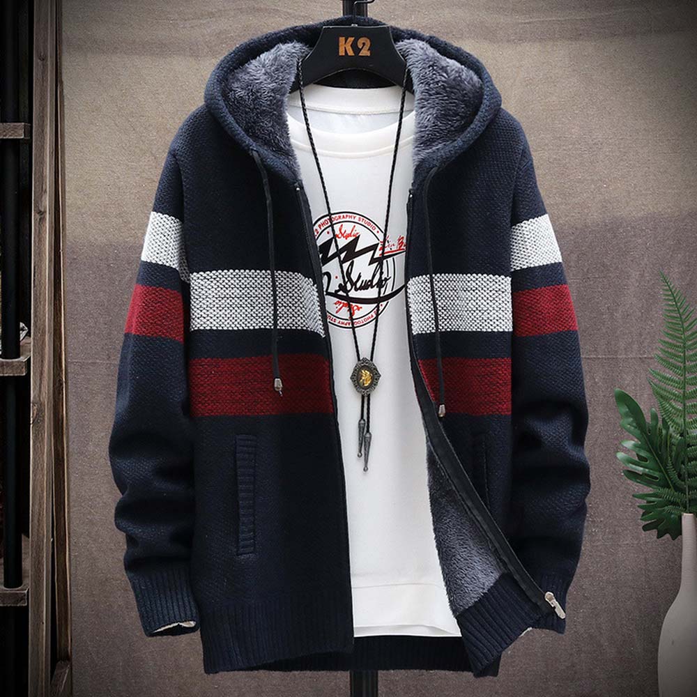 Men's Striped Sweater Coat Thi - Men'S Fashion Zip Sweater 评论和价格