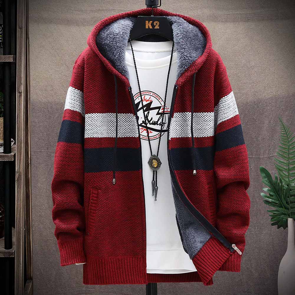 Men's Striped Sweater Coat Thi - Men'S Fashion Zip Sweater 评论和价格
