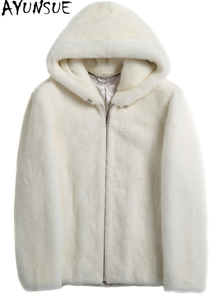 AYUSNUE Natural Mink Coat Men  - Men'S Fashion Zipper Jacket 评论和价格