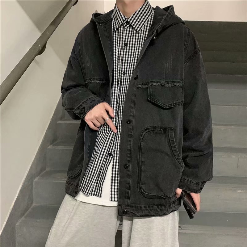 Men Solid Clothing Spring Autu - Mens Fashion Denim Jacket 评论和价格
