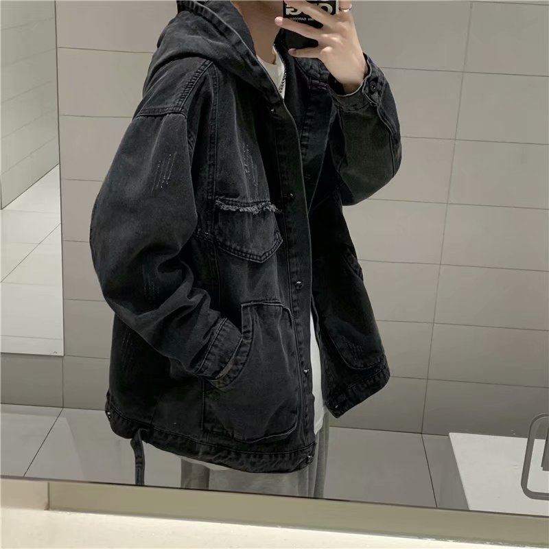 Men Solid Clothing Spring Autu - Mens Fashion Denim Jacket 评论和价格