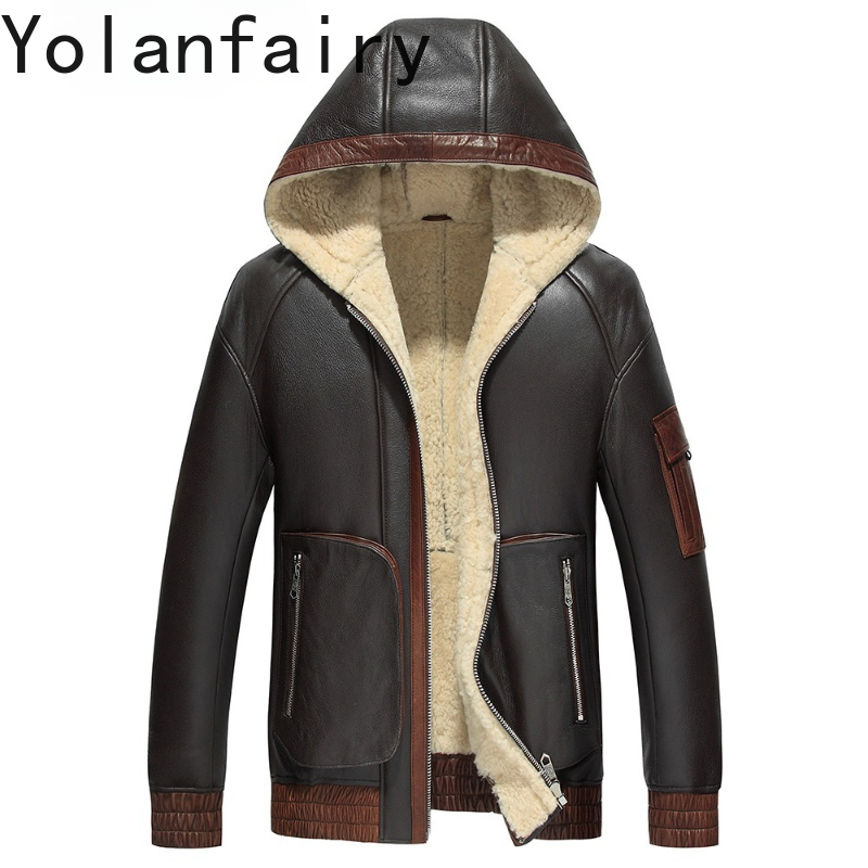 YOLANFAIRY Natural Wool Fur Co - Men'S Fashion Zipper Jacket 评论和价格