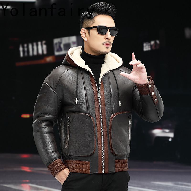YOLANFAIRY Natural Wool Fur Co - Men'S Fashion Zipper Jacket 评论和价格