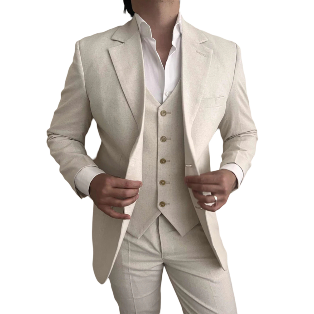 3 Pieces Linen Men Suits for B - Mens Fashion Blazer 评论和价格