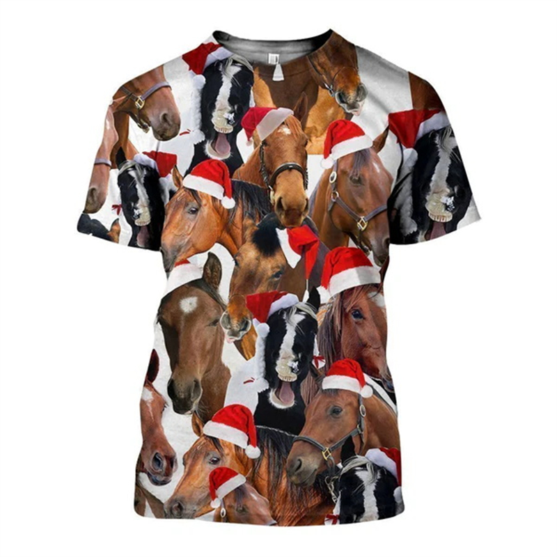New 3D Xmas Animals Funny T Sh - Mens Xmas Fashion 评论和价格