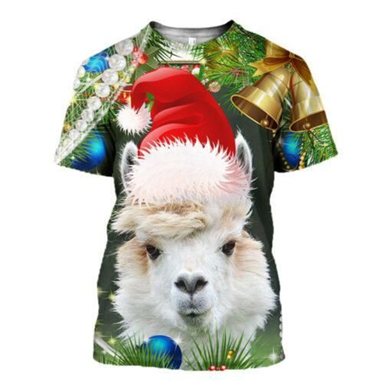 New 3D Xmas Animals Funny T Sh - Mens Xmas Fashion 评论和价格