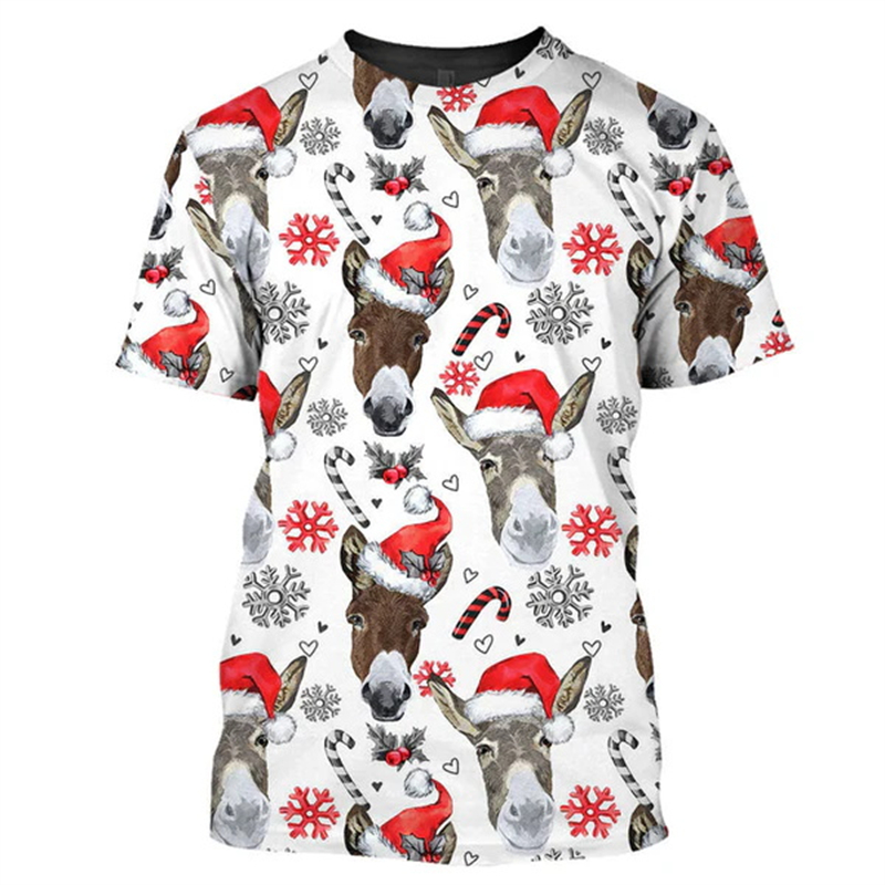 New 3D Xmas Animals Funny T Sh - Mens Xmas Fashion 评论和价格