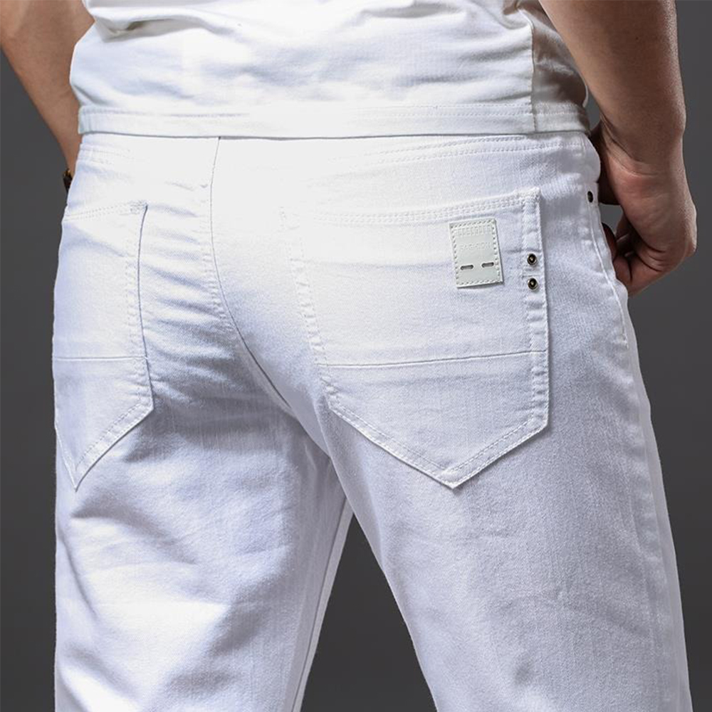 Men White Jeans Elasticity Str - Men'S Fashion For 60 Year Old 评论和价格