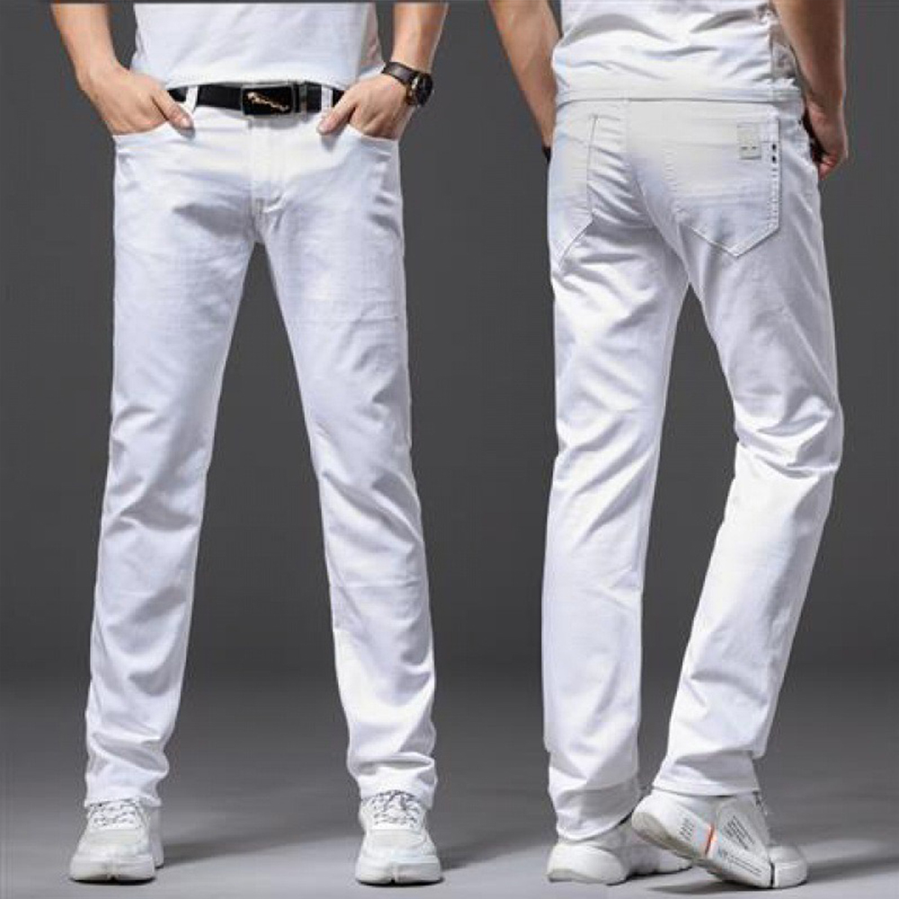 Men White Jeans Elasticity Str - Men'S Fashion For 60 Year Old 评论和价格