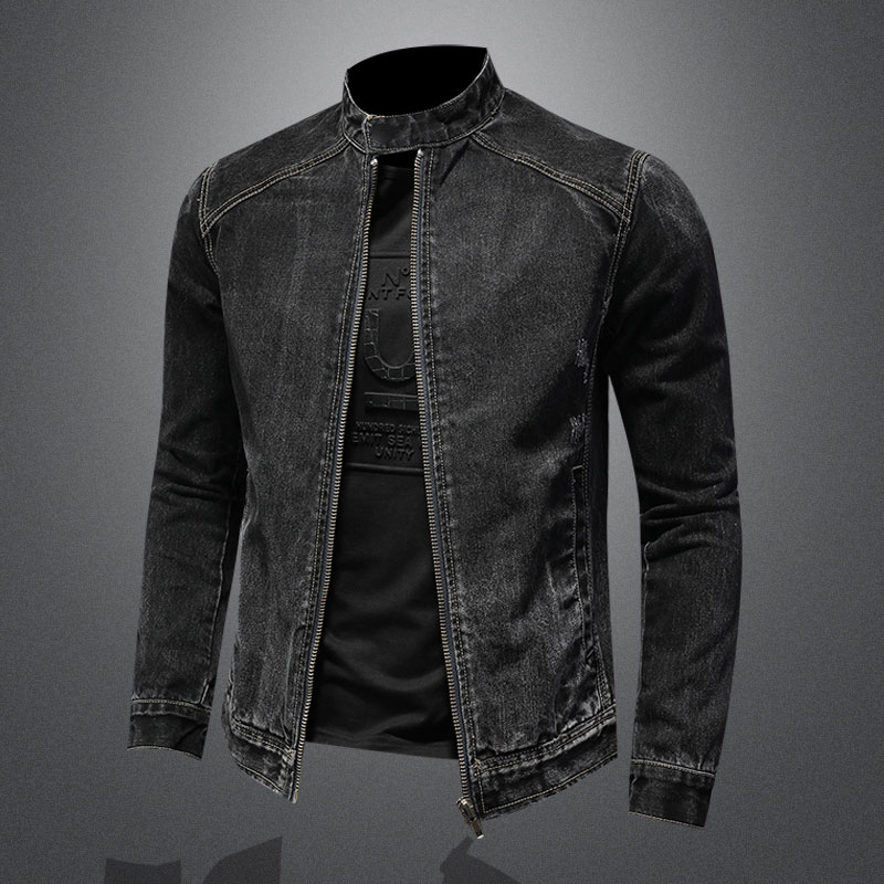 Men Vintage Stand Collar Pilot - Mens Fashion Denim Jacket 评论和价格