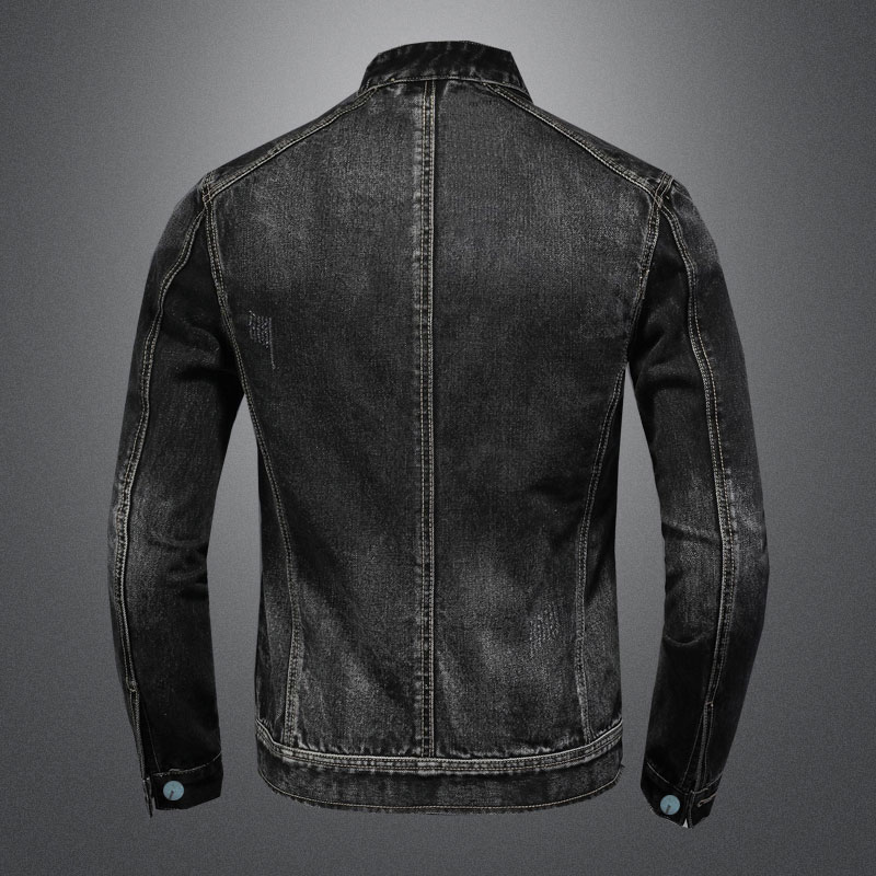 Men Vintage Stand Collar Pilot - Mens Fashion Denim Jacket 评论和价格