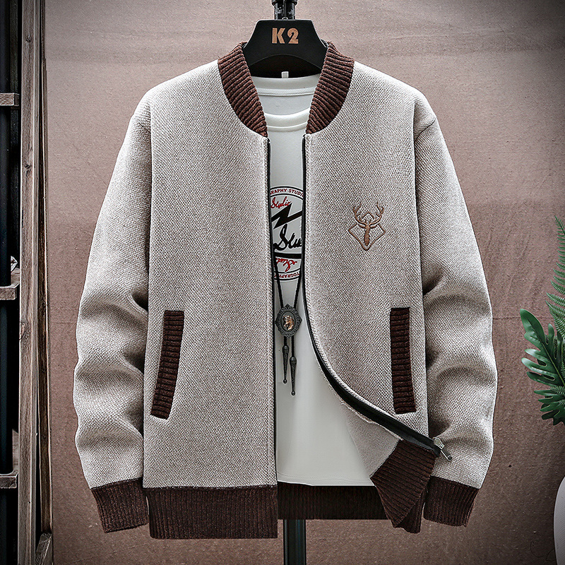 Men Cardigan Knitted Sweaterco - Men'S Fashion Zip Sweater 评论和价格