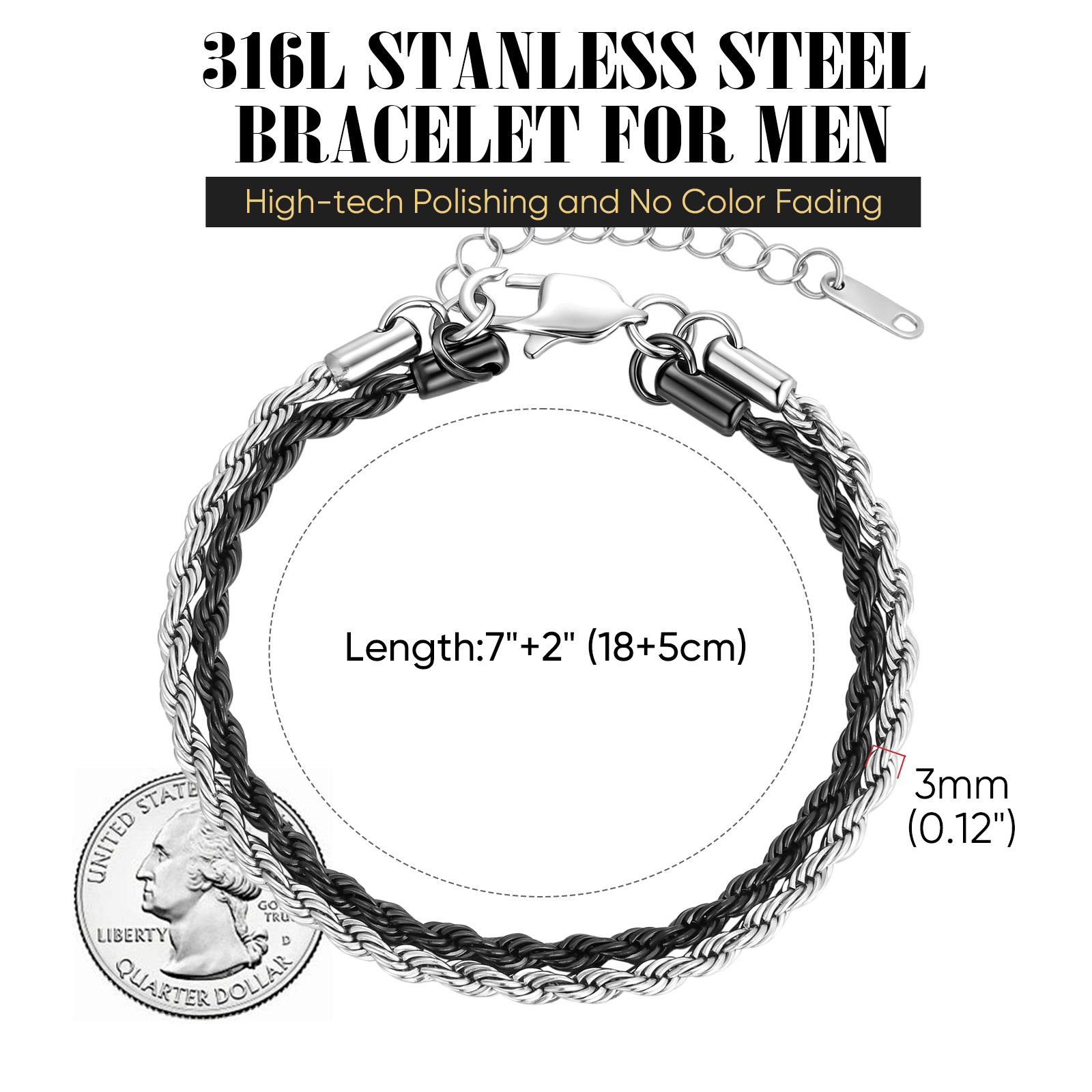 Men Stainless Steel Layered Tw - Men'S Fashion Over 30 评论和价格
