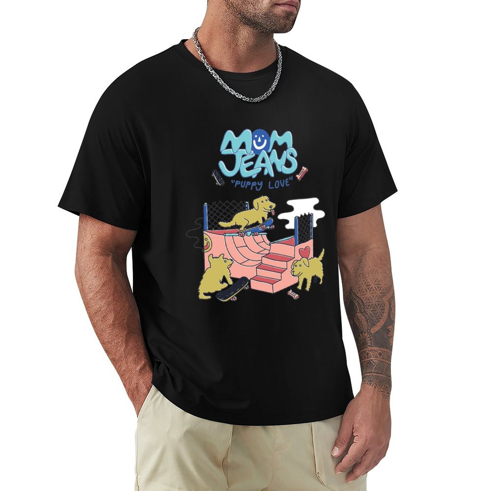 Mom Jeans band puppy love, dog - Jeans Shirt Fashion For Men 评论和价格