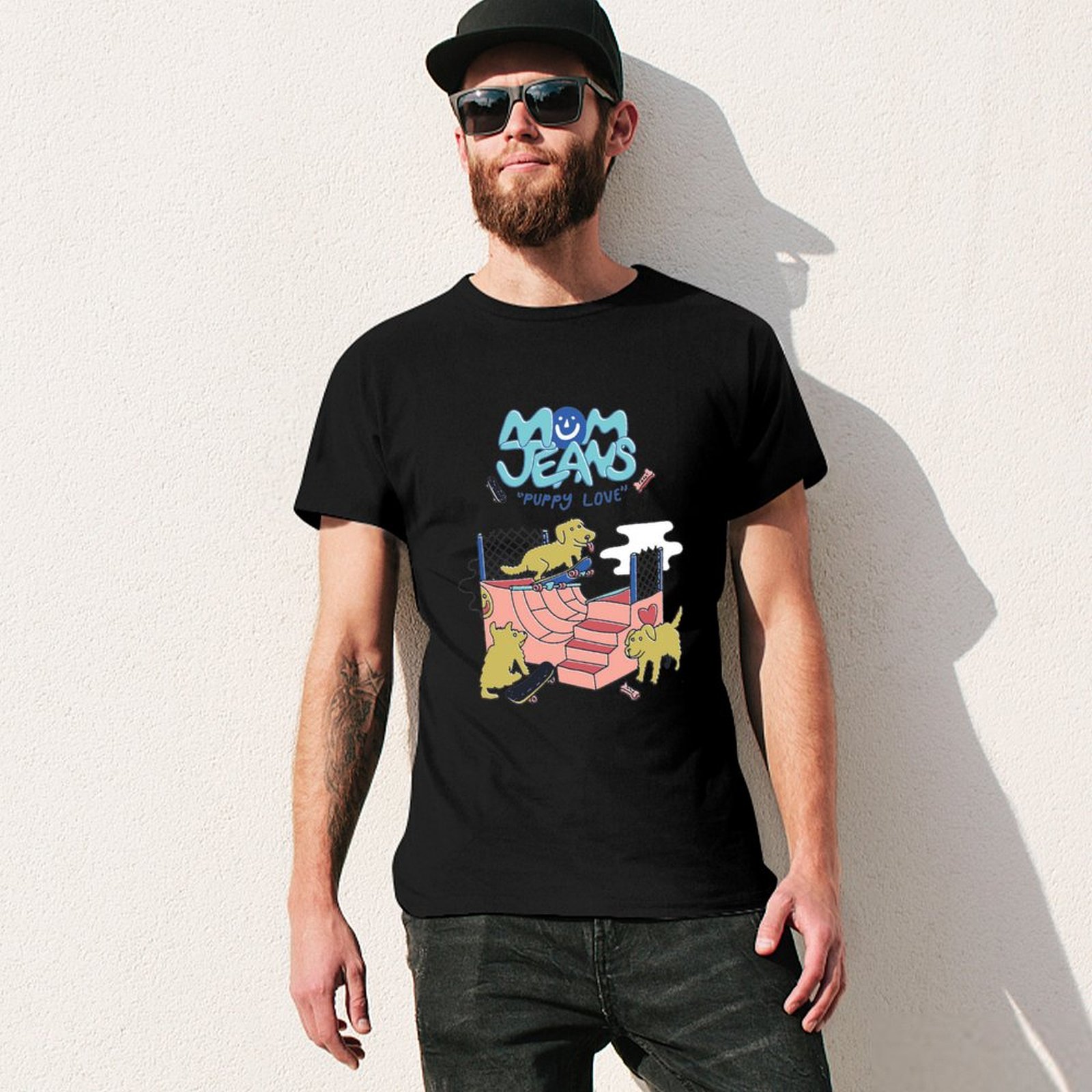 Mom Jeans band puppy love, dog - Jeans Shirt Fashion For Men 评论和价格
