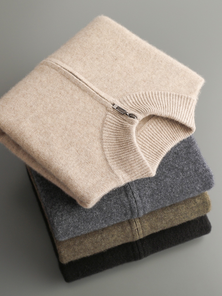 100% Merino Wool Men's Knitwea - Men'S Fashion Zip Sweater 评论和价格
