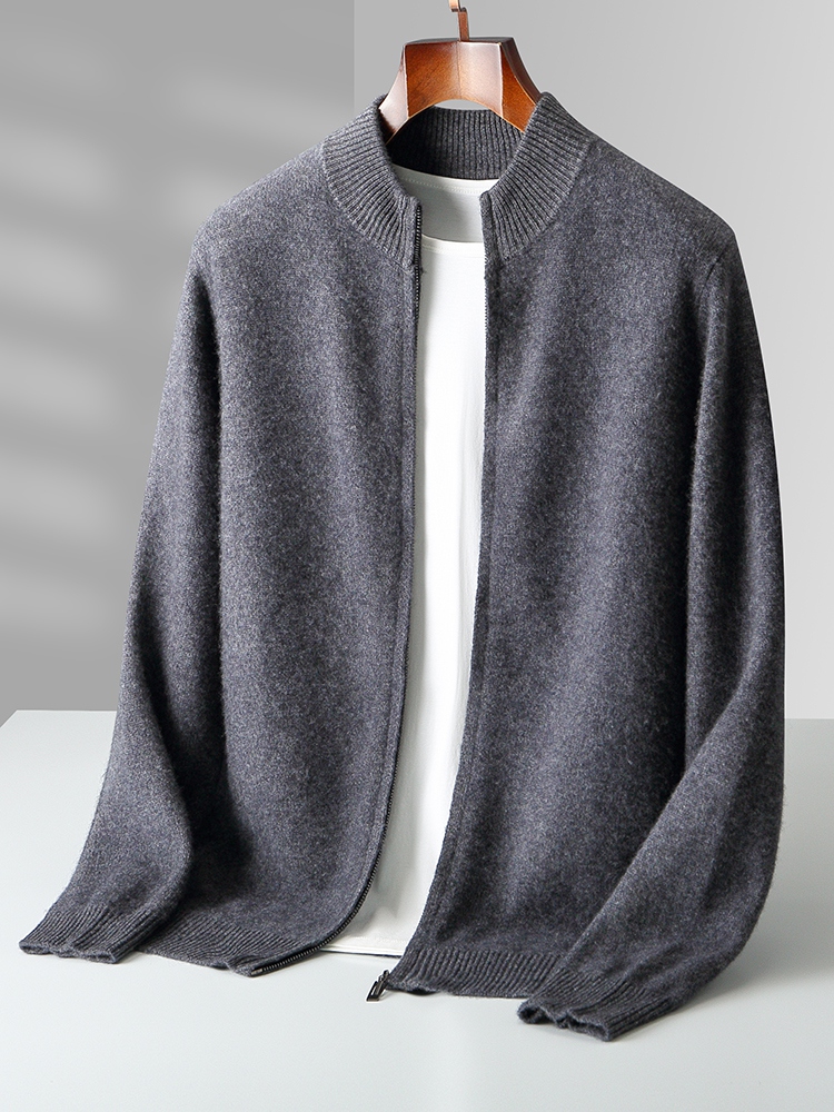 100% Merino Wool Men's Knitwea - Men'S Fashion Zip Sweater 评论和价格