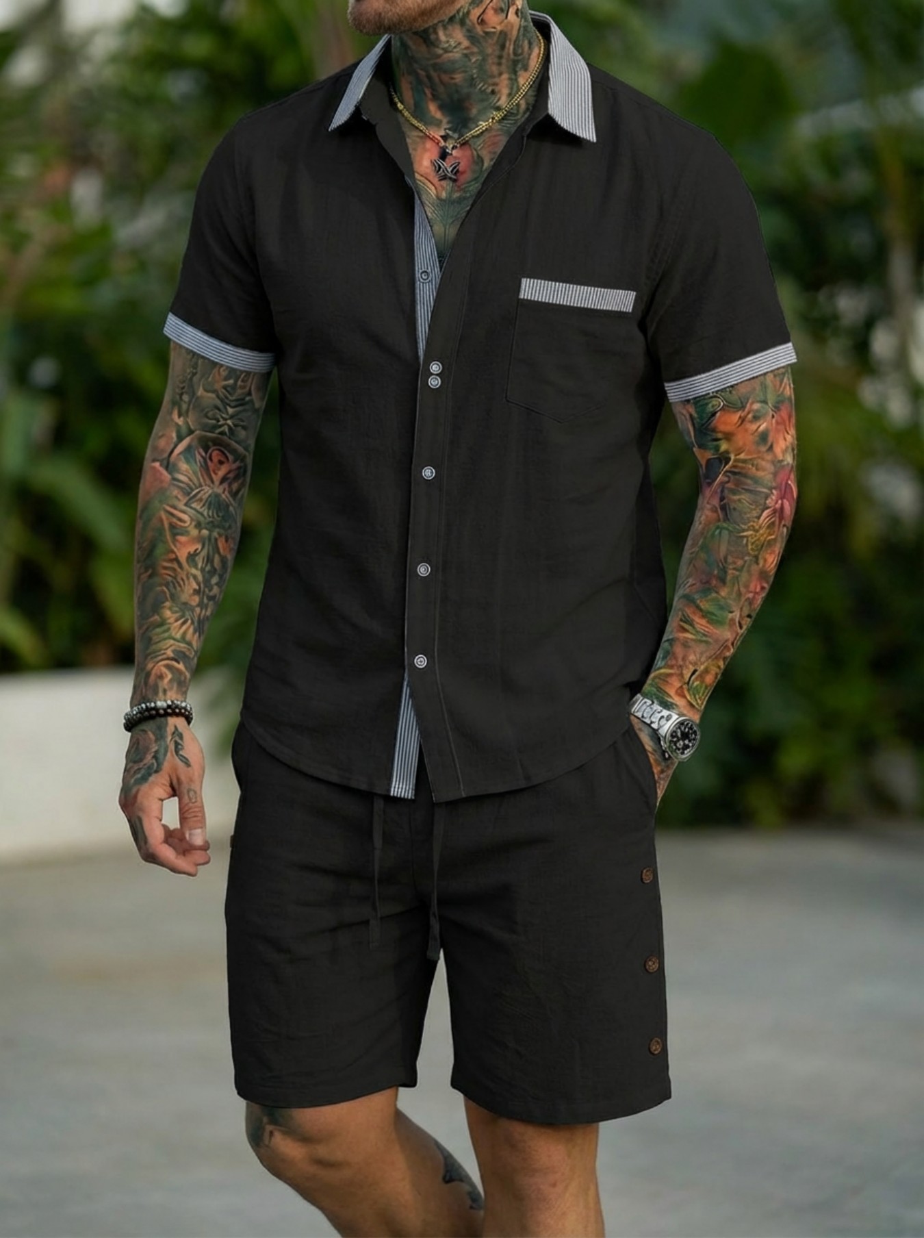 Men's Fashion Cuban Style Shir - Linen Shirt Summer 评论和价格