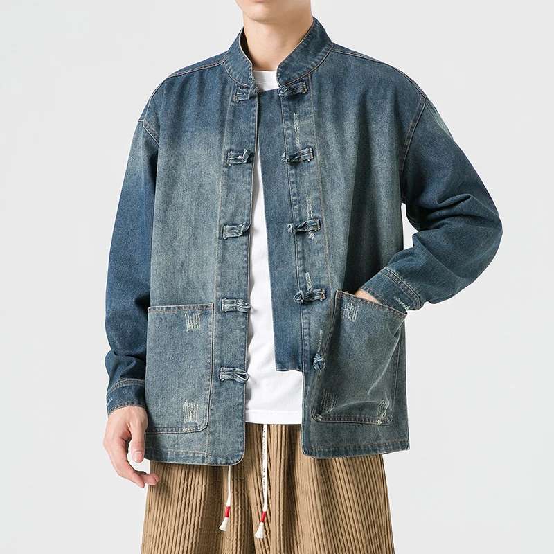 Chinese Style Denim Jacket Men - Mens Fashion Denim Jacket 评论和价格