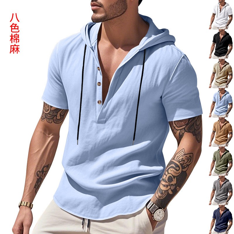 Casual Linen Shirt Light Blue  - Linen Shirt Summer 评论和价格