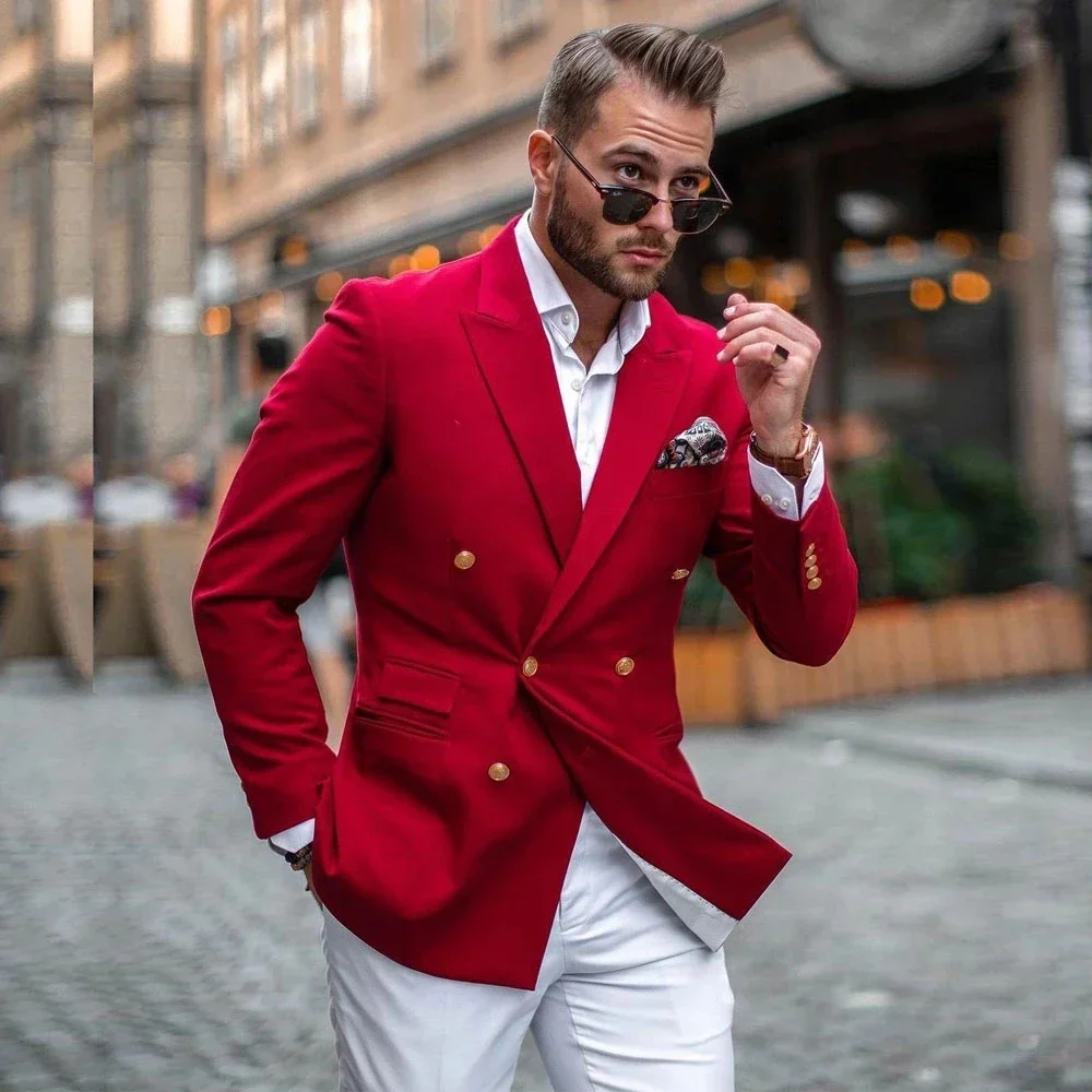 Red Jacket White Pant Double B - Mens Fashion Blazer 评论和价格