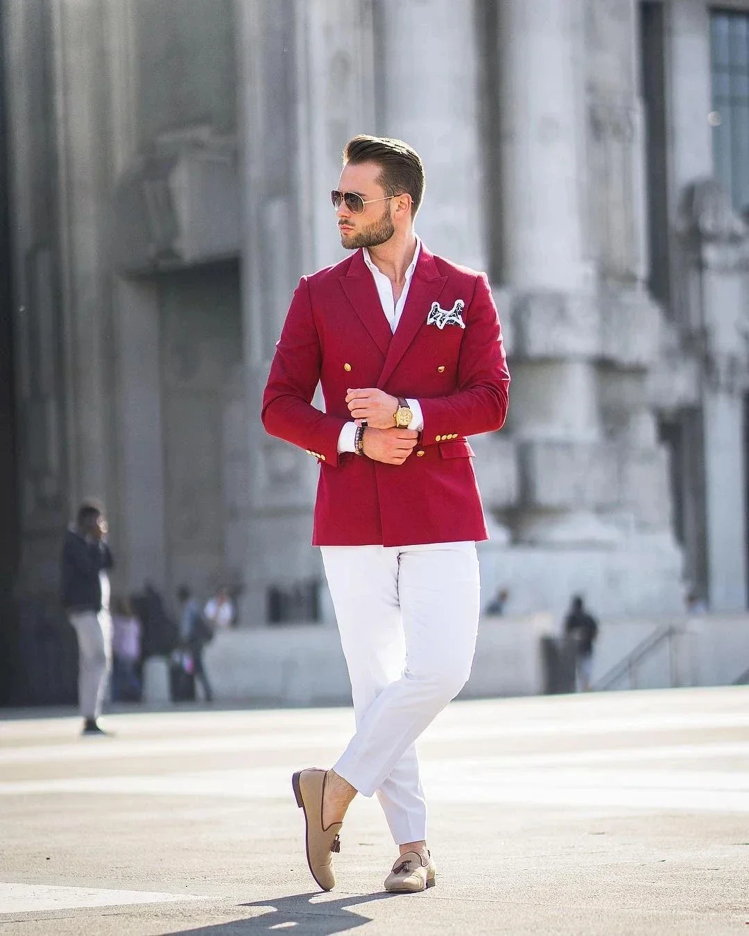Red Jacket White Pant Double B - Mens Fashion Blazer 评论和价格