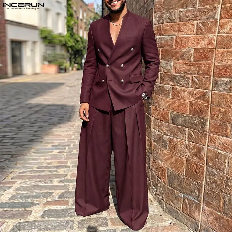INCERUN Men's Sets Solid Color - Mens Fashion Blazer 评论和价格
