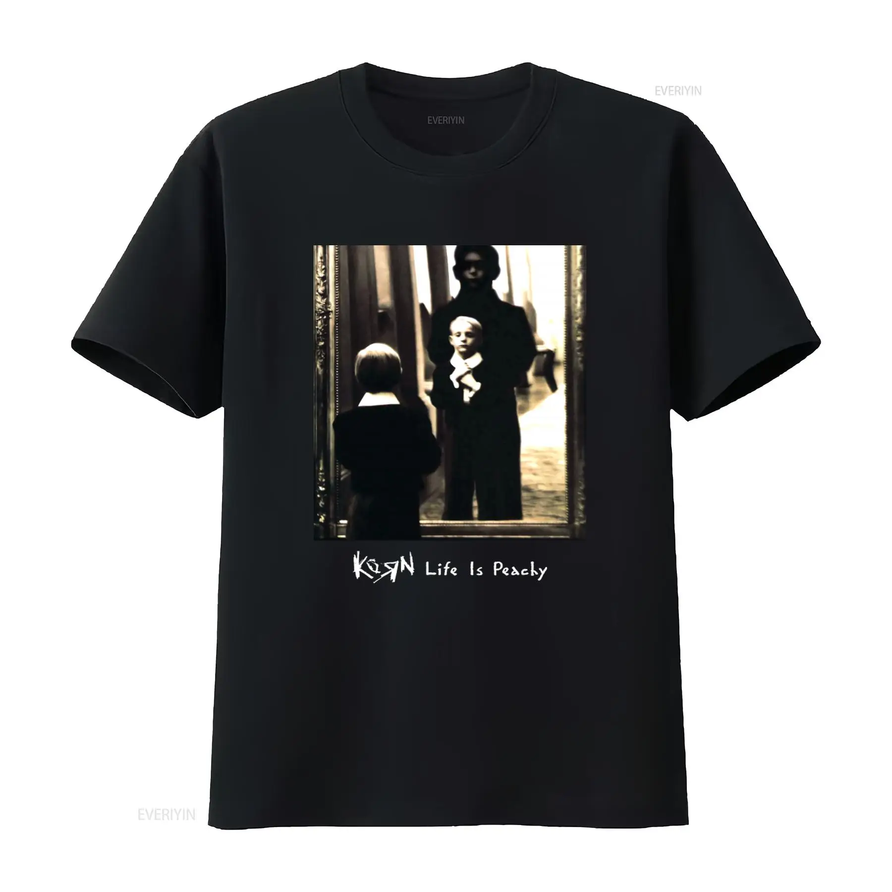 Korn Life Is Peachy Retro Prin - Mens Fashion Black Shirt 评论和价格