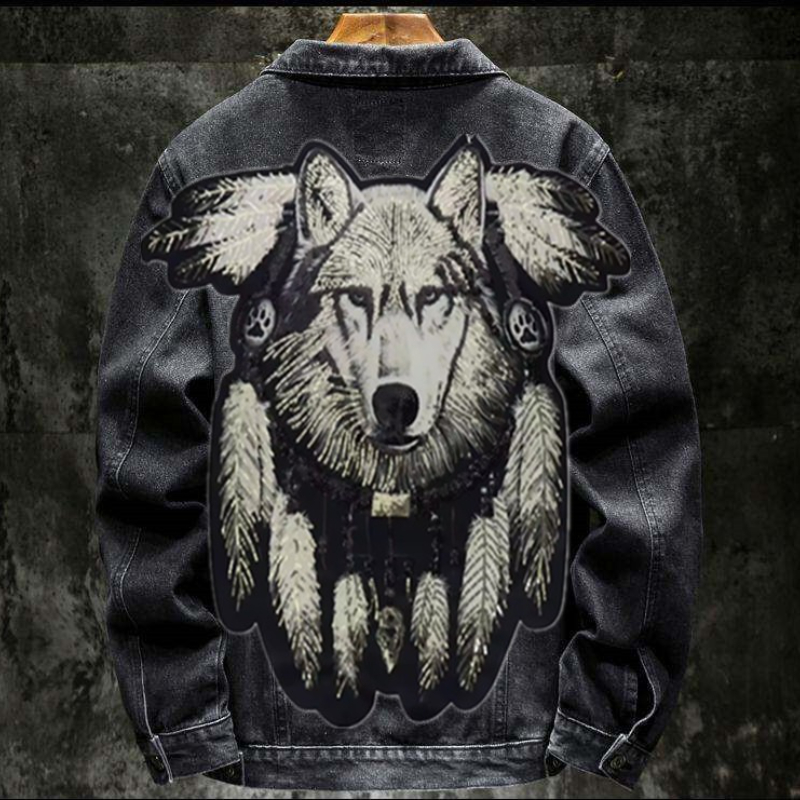 America Vintage Heavy Wolf Emb - Mens Fashion Denim Jacket 评论和价格