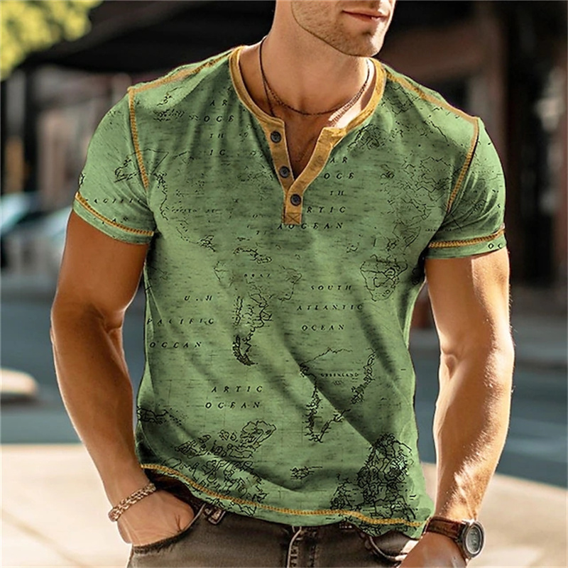 Men's Henry Shirts Funny 3D Pr - Men Fashion Vintage 评论和价格