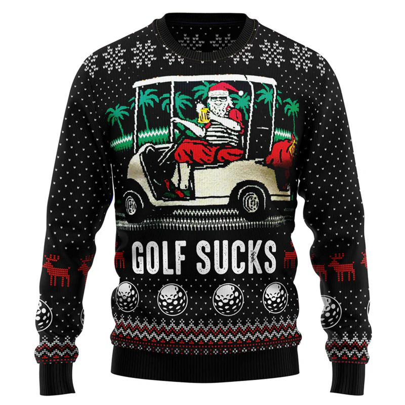 Fashion Golf Graphic Ugly Chri - Mens Xmas Fashion 评论和价格