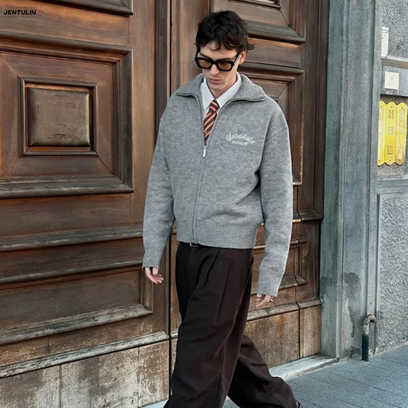 Retro Spliced ​​Zipper Knitted - Men'S Fashion Zip Sweater 评论和价格