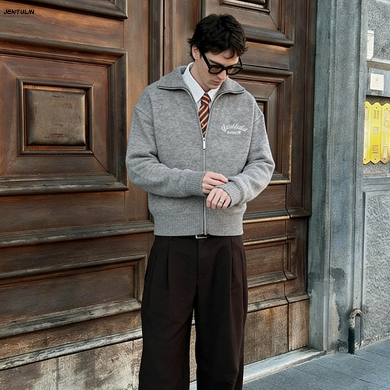 Retro Spliced ​​Zipper Knitted - Men'S Fashion Zip Sweater 评论和价格