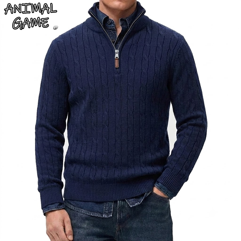 Men's Casual Stand Collar Card - Men'S Fashion Zip Sweater 评论和价格